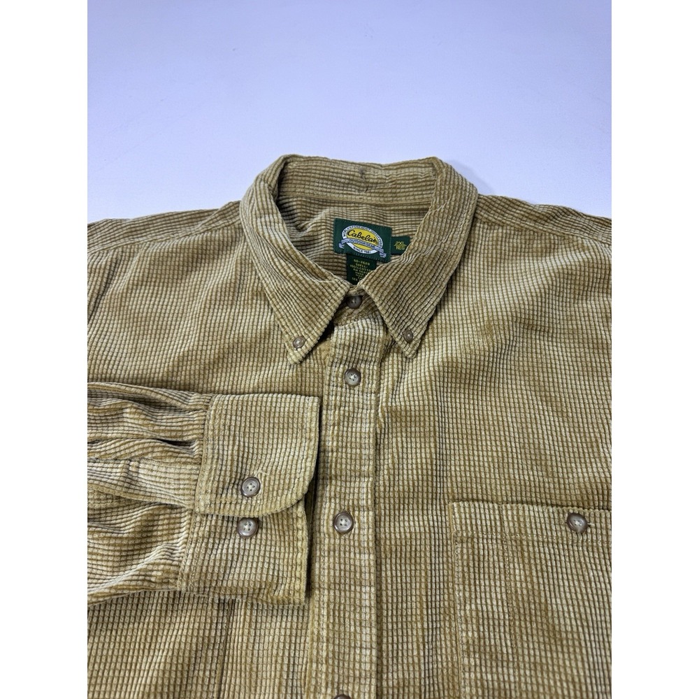 Cabela’s Men’s 2XL Brown Corduroy Button Shirt Thick Cabin Outdoor Gorpcore